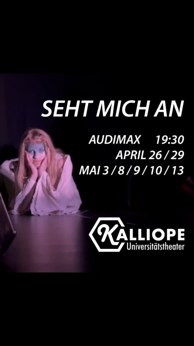 Heute Abend ist Premiere!🎭
Zu Feier des Tages präsentieren wir euch unseren fantastischen Trailer von @tristan.dreht.frei 🎬

Kommt heute Abend um 19.30 Uhr ins Audimax, es lohnt sich🥰

SEHT MICH AN
26./29.04.//03./08./09./10./13.05.22
19.30 Uhr 

Audimax Uni Hamburg, Von-Melle-Park 4

-------
#trailer #premiere #theater #kalliopetheater #unitheater #theaterhamburg #kulturhamburg